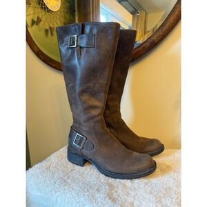 Timberland Brown Leather Buckle Accent Knee High Riding Boots Women's‎